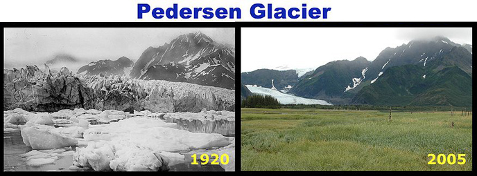Pedersen Glacier in 1920 and 2005