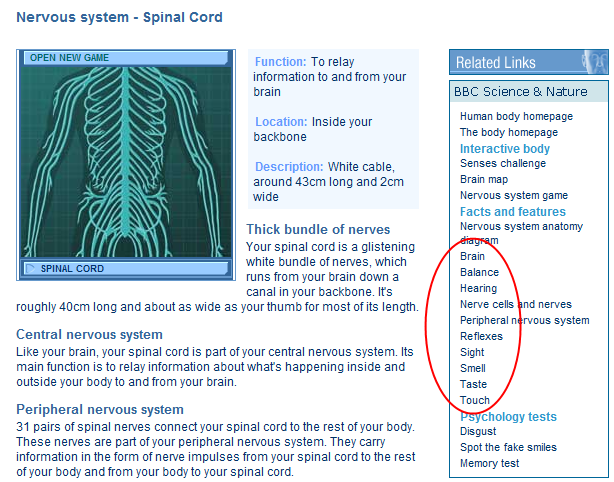 Web page from BBC Science.