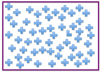 Image of a screen with blue crosses and a blue L among them.